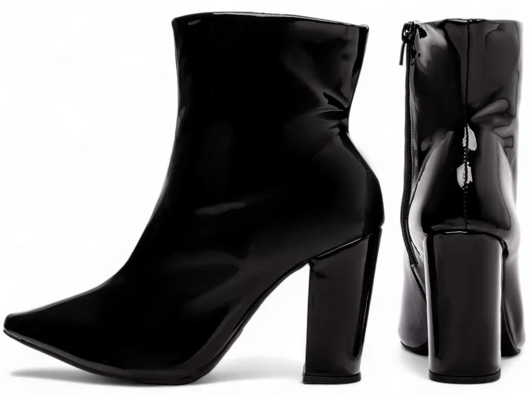 Bota Cano Curto Torricella Verniz Preto 65-04D - Hyly Prime