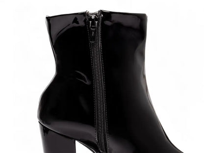 Bota Feminina Verniz Preto Salto Alto Confortável