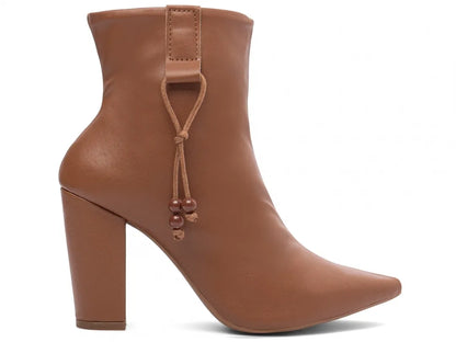 Bota Cano Curto Napa Caramelo com Cordão Lateral
