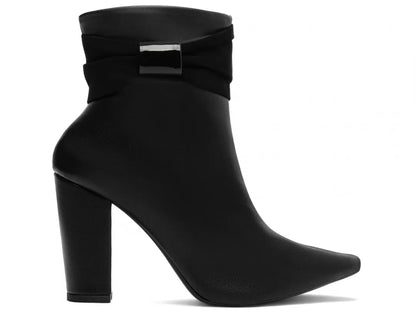 Bota Bico Fino Napa e Nobuck Preto com Laços