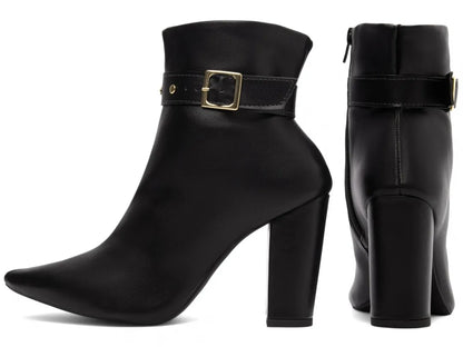 Bota Cano Curto Napa Preto Fivela Dourada