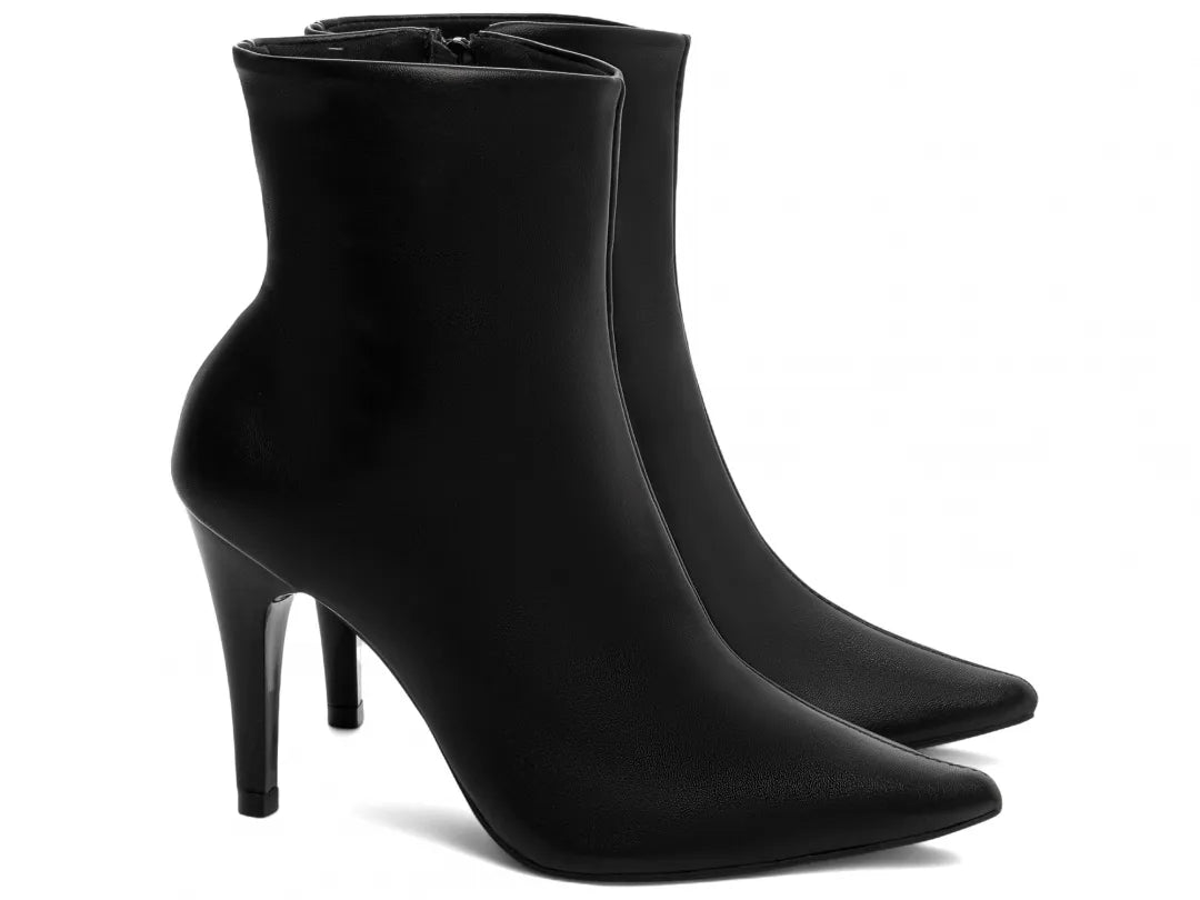 Bota Cano Curto Napa Preto Salto 9cm