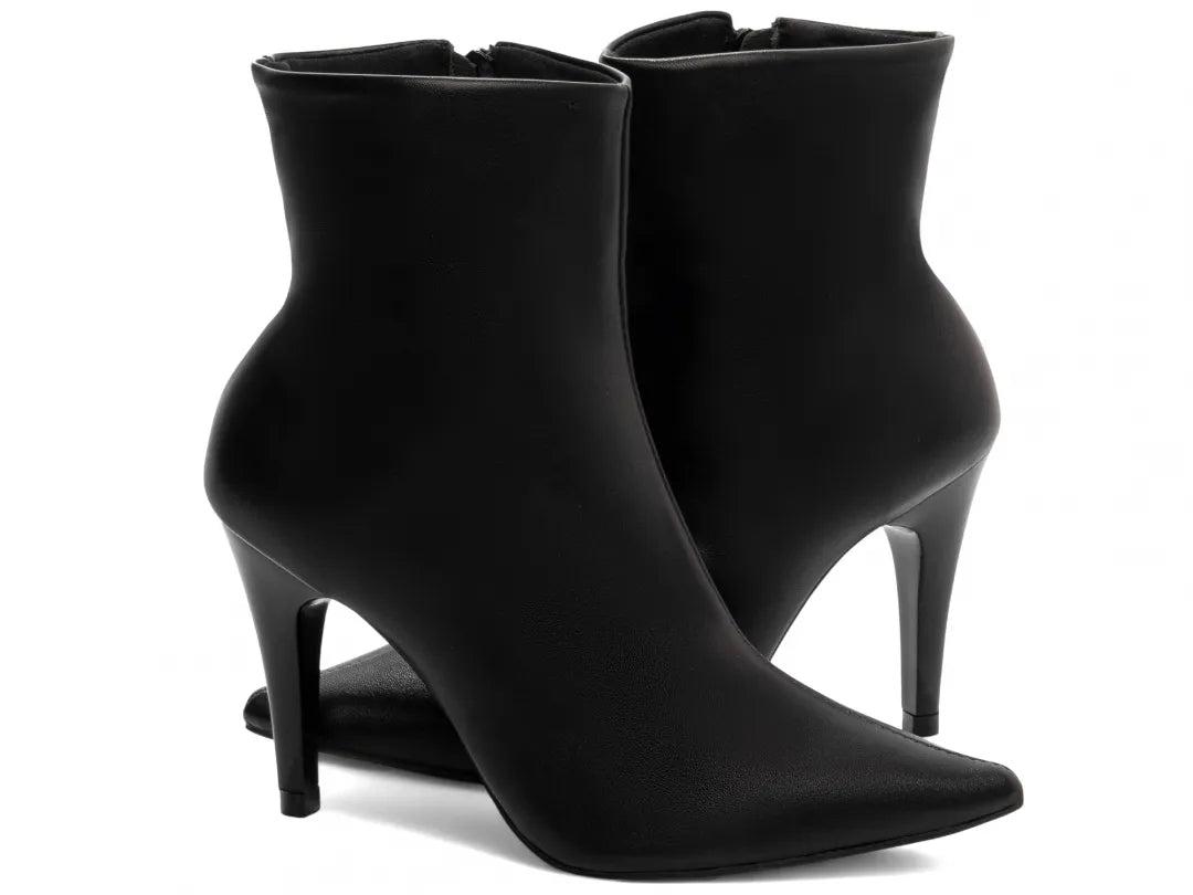 Bota Cano Curto Napa Preto Salto 9cm