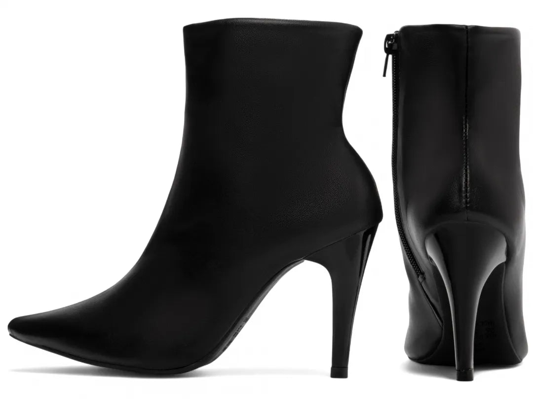 Bota Cano Curto Napa Preto Salto 9cm