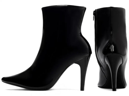 Bota Cano Curto Verniz Preto Salto 9cm