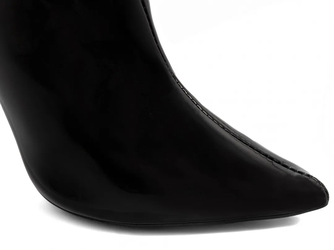 Bota Cano Curto Verniz Preto Salto 9cm
