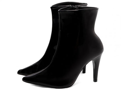 Bota Cano Curto Verniz Preto Salto 9cm
