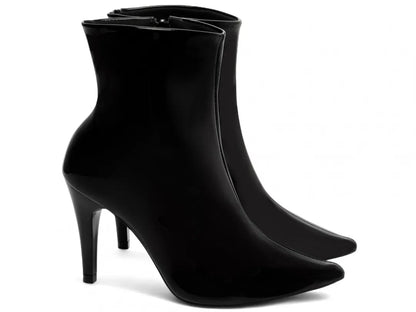 Bota Cano Curto Verniz Preto Salto 9cm