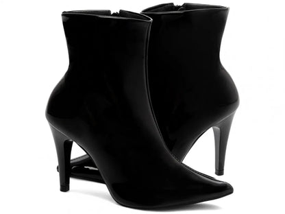 Bota Cano Curto Verniz Preto Salto 9cm