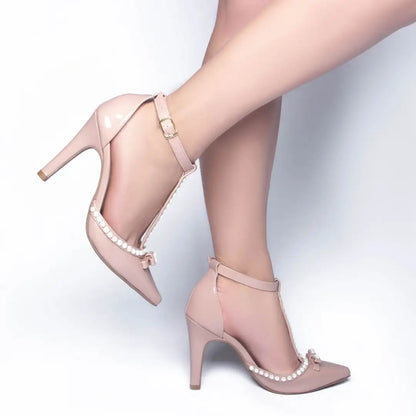Scarpin Rose Salto Alto com Pérola - Calçados Femininos Luxo
