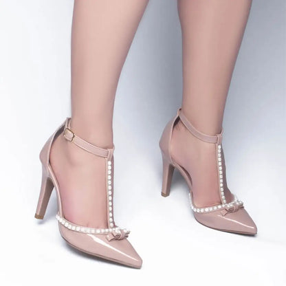 Scarpin Rose Salto Alto com Pérola - Calçados Femininos Luxo