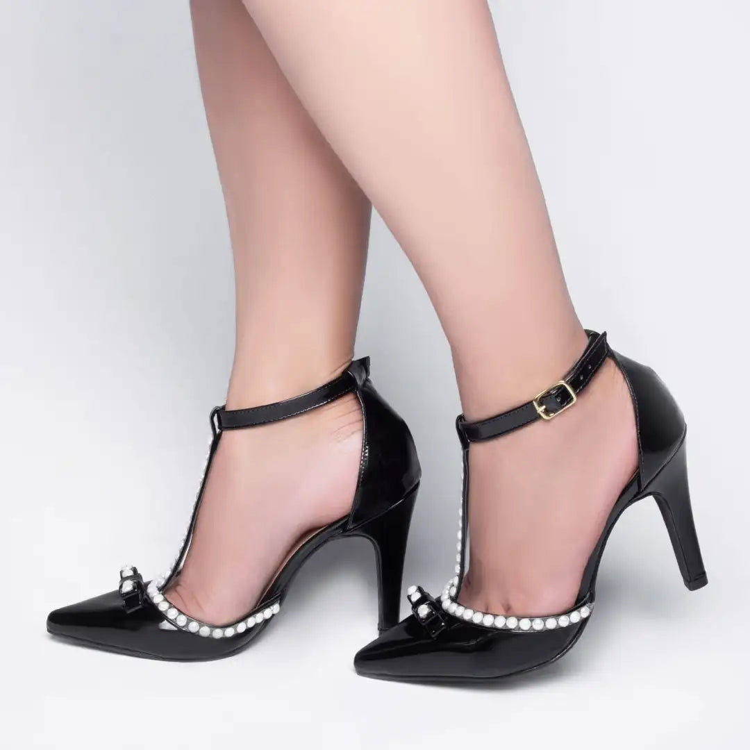 Scarpin Preto Salto Alto Verniz - Calçado Feminino Social Luxo