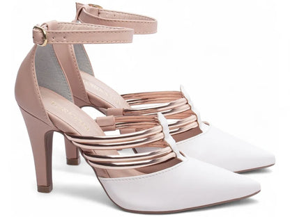 Scarpin Branco e Rosê Metalizado – Conforto e Estilo - Torricella|Hyly Prime