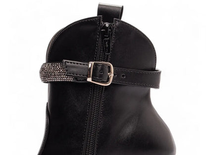 Bota Bico Fino Napa Preto com Strass Removível