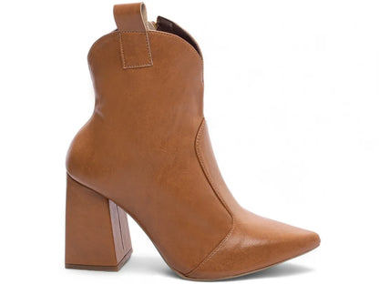 Bota Bico Fino Napa Caramelo com Strass Removível