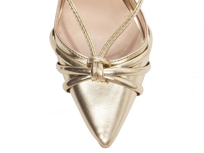 Scarpin Bico Fino Dourado com Metalizado Ouro Light
