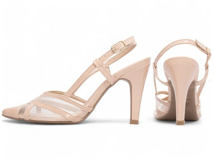 Scarpin Feminino Elegante Verniz Rosé com Fivela Dourada