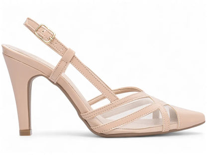 Scarpin Feminino Elegante Verniz Rosé com Fivela Dourada