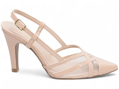 Scarpin Feminino Elegante Verniz Rosé com Fivela Dourada