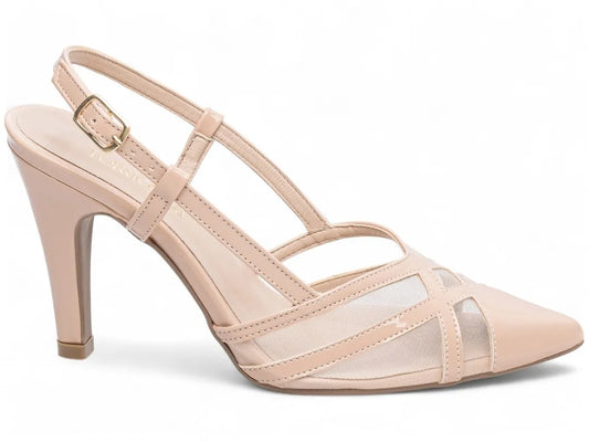 Scarpin Feminino Elegante Verniz Rosé com Fivela Dourada