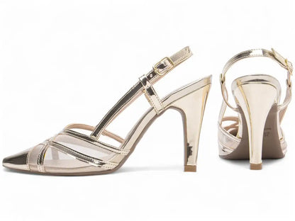 Sandália Salto Fino Ouro Light – Elegância