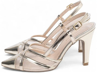 Sandália Salto Fino Ouro Light – Elegância