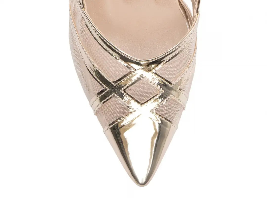 Sandália Salto Fino Ouro Light – Elegância