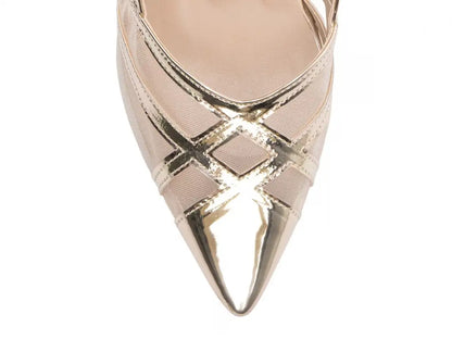 Sandália Salto Fino Ouro Light – Elegância