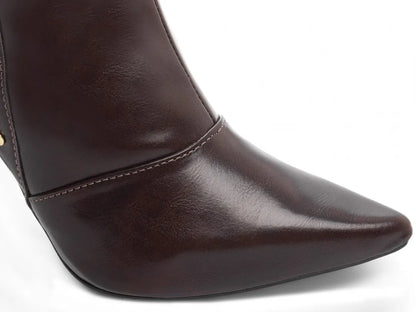 Bota Bico Fino Napa Marrom Café Fivelas Douradas