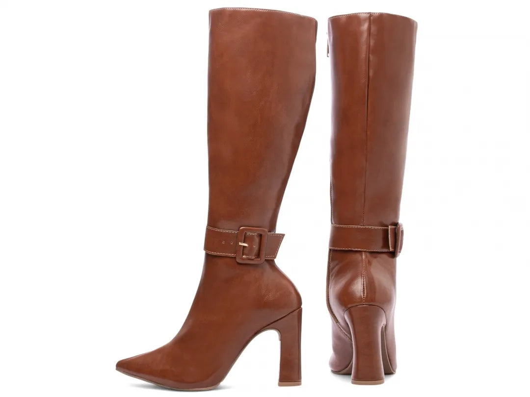 Bota Feminina Caramelo Salto 9cm Cano Longo - Confortável