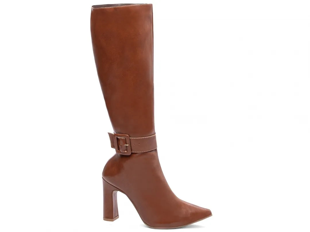 Bota Feminina Caramelo Salto 9cm Cano Longo - Confortável