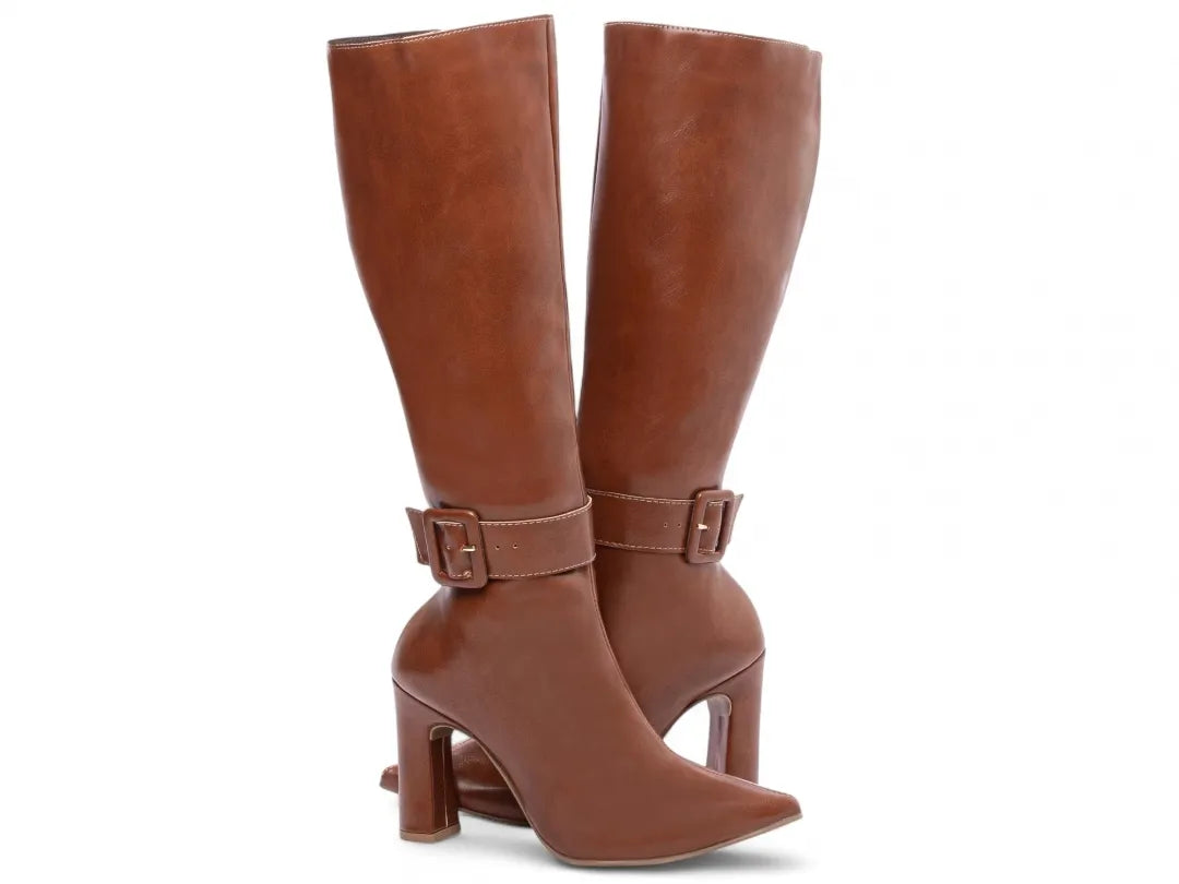 Bota Feminina Caramelo Salto 9cm Cano Longo - Confortável