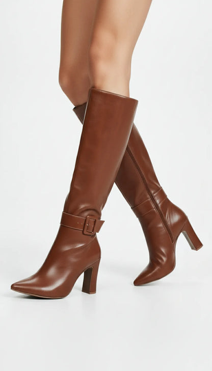 Bota Feminina Caramelo Salto 9cm Cano Longo - Confortável