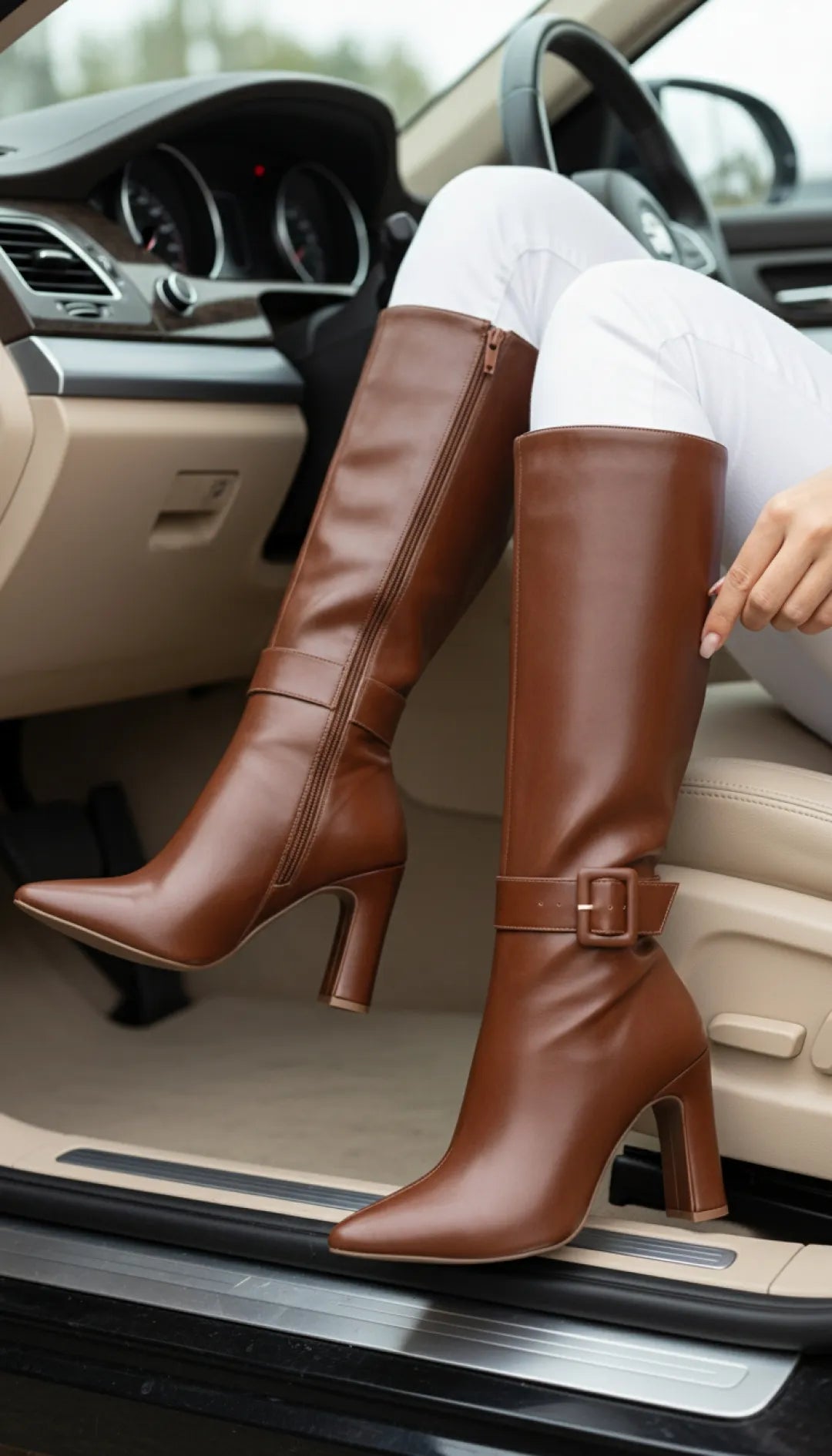 Bota Feminina Caramelo Salto 9cm Cano Longo - Confortável