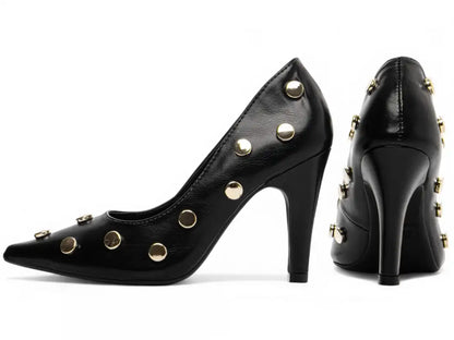 Scarpin Preto Elegante com Detalhes Dourados  Hyly Prime