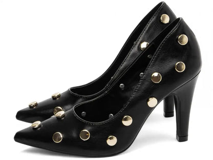Scarpin Preto Elegante com Detalhes Dourados  Hyly Prime