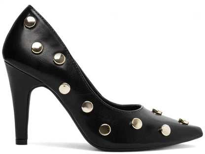 Scarpin Preto Elegante com Detalhes Dourados  Hyly Prime