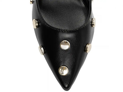 Scarpin Preto Elegante com Detalhes Dourados  Hyly Prime