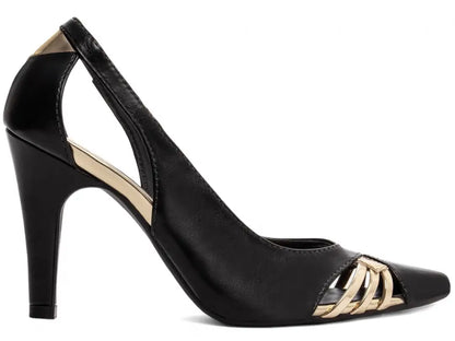 Sapato Scarpin Preto Salto Fino com 9 cm antiderrapante