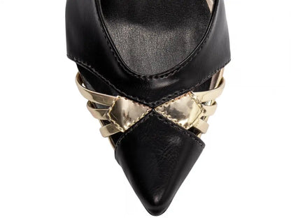 Sapato Scarpin Preto Salto Fino com 9 cm antiderrapante