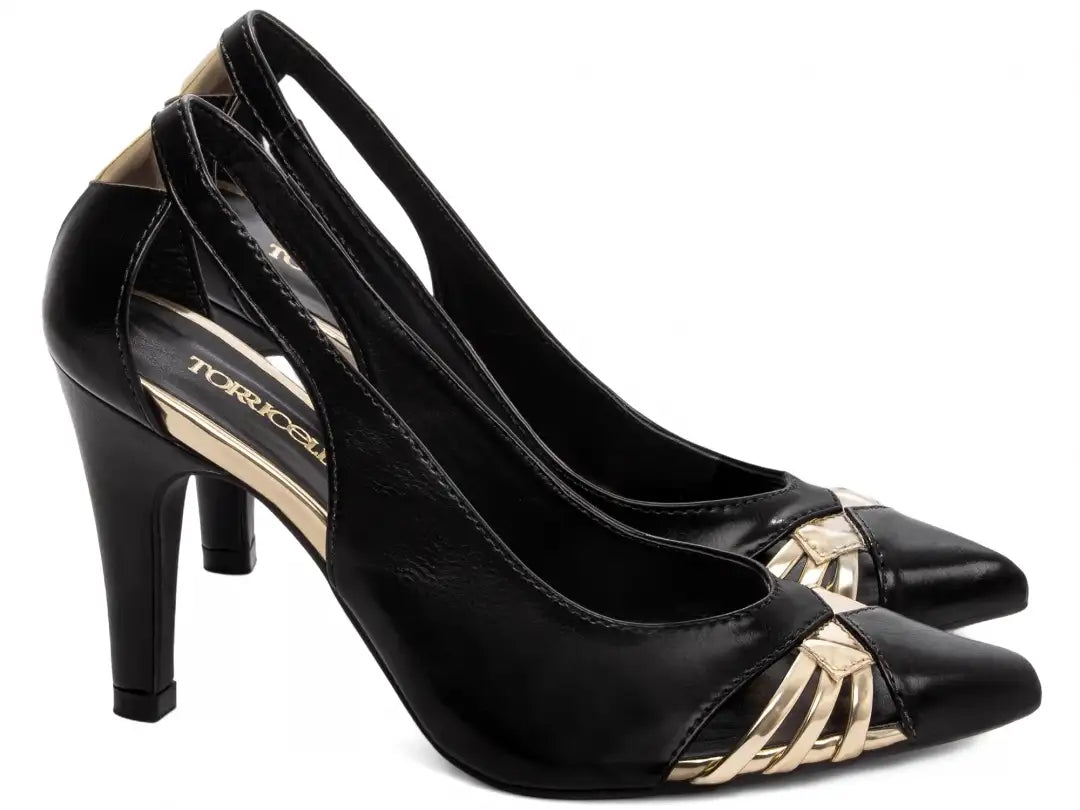 Sapato Scarpin Preto Salto Fino com 9 cm antiderrapante