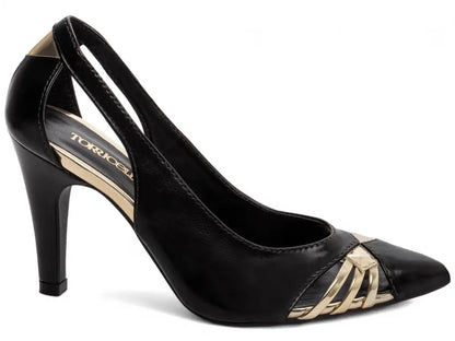 Sapato Scarpin Preto Salto Fino com 9 cm antiderrapante