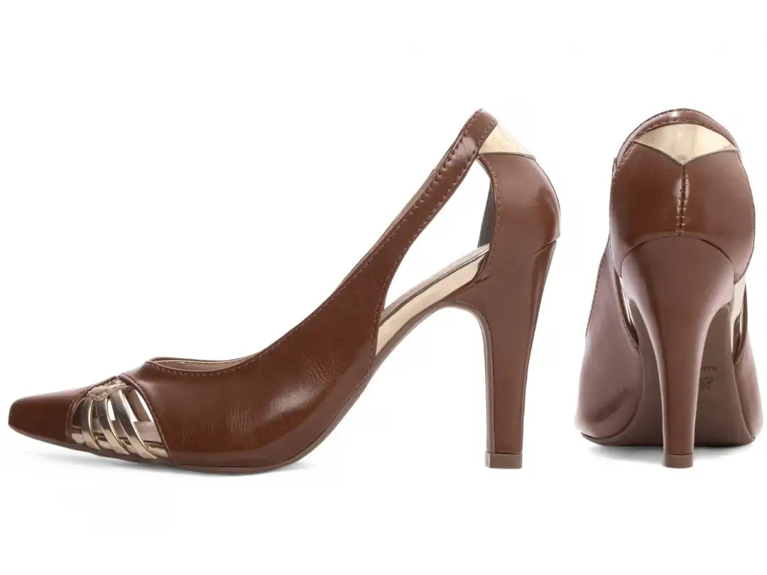 Sapato Scarpin Caramelo Salto Fino com 9 cm antiderrapante
