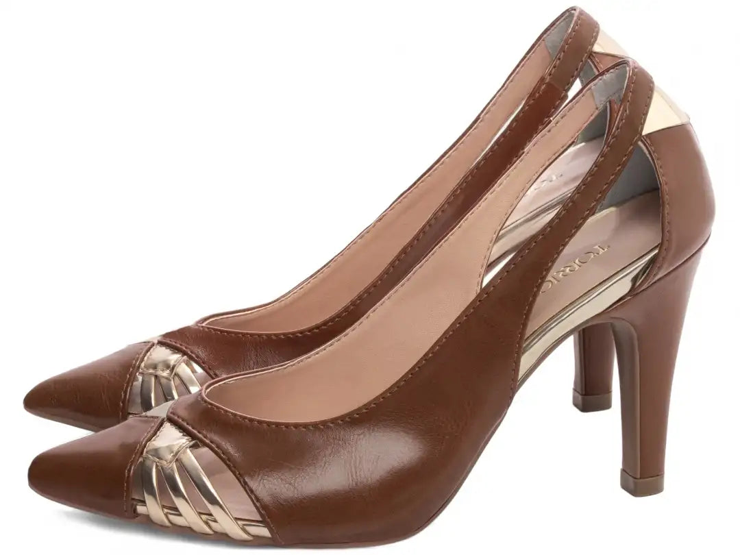 Sapato Scarpin Caramelo Salto Fino com 9 cm antiderrapante