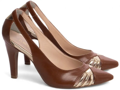 Sapato Scarpin Caramelo Salto Fino com 9 cm antiderrapante