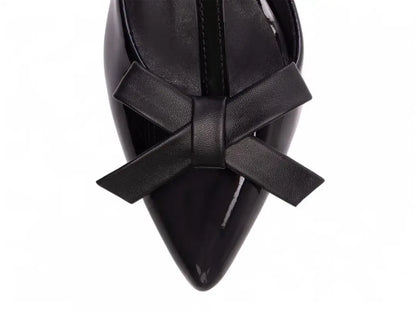 Scarpin Verniz Preto com Laço  Salto Grosso 6,5 cm