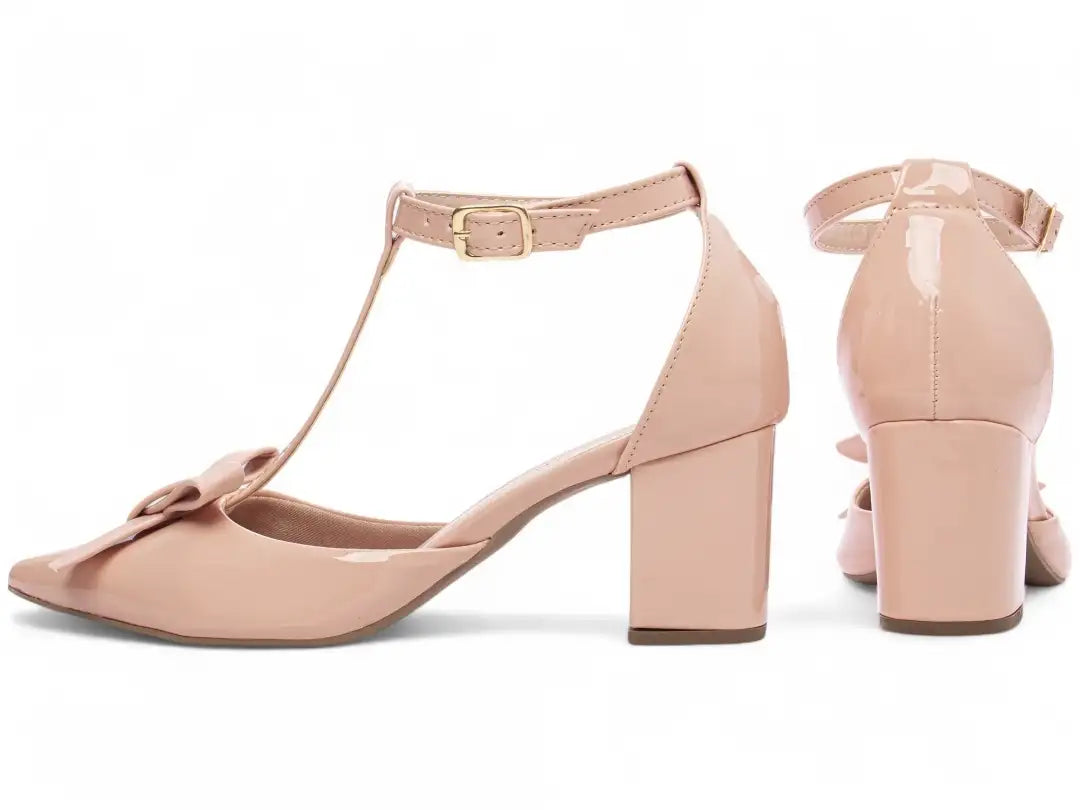 Scarpin Feminino Salto Grosso 6,5 cm Verniz Rosa