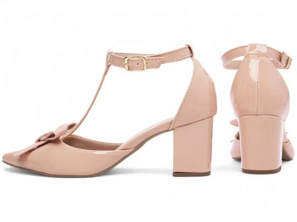 Scarpin Feminino Salto Grosso 6,5 cm Verniz Rosa
