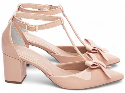 Scarpin Feminino Salto Grosso 6,5 cm Verniz Rosa