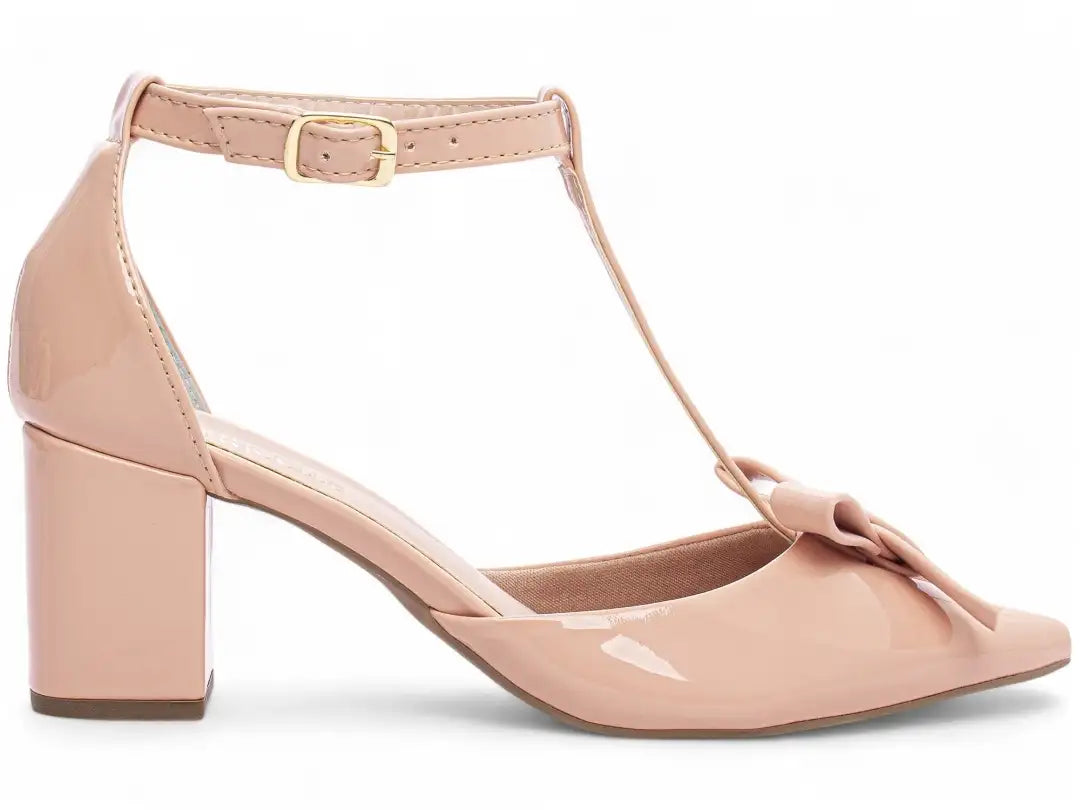Scarpin Feminino Salto Grosso 6,5 cm Verniz Rosa